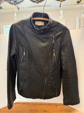 MICHAEL Michael Kors Black Asymmetrical Leather Jacket